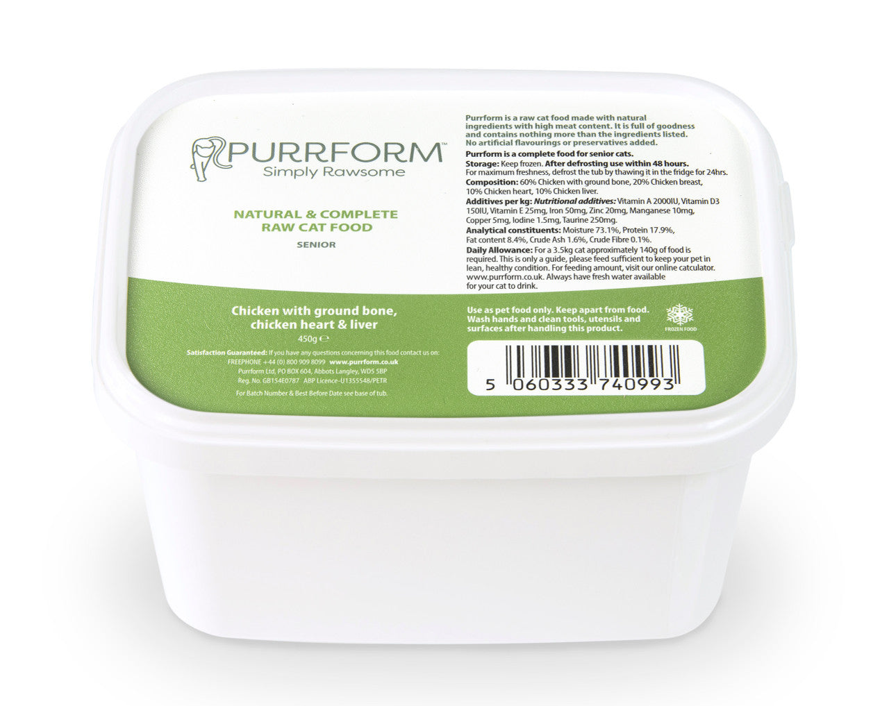 Purrform Senior Chicken with Ground Bone 450g