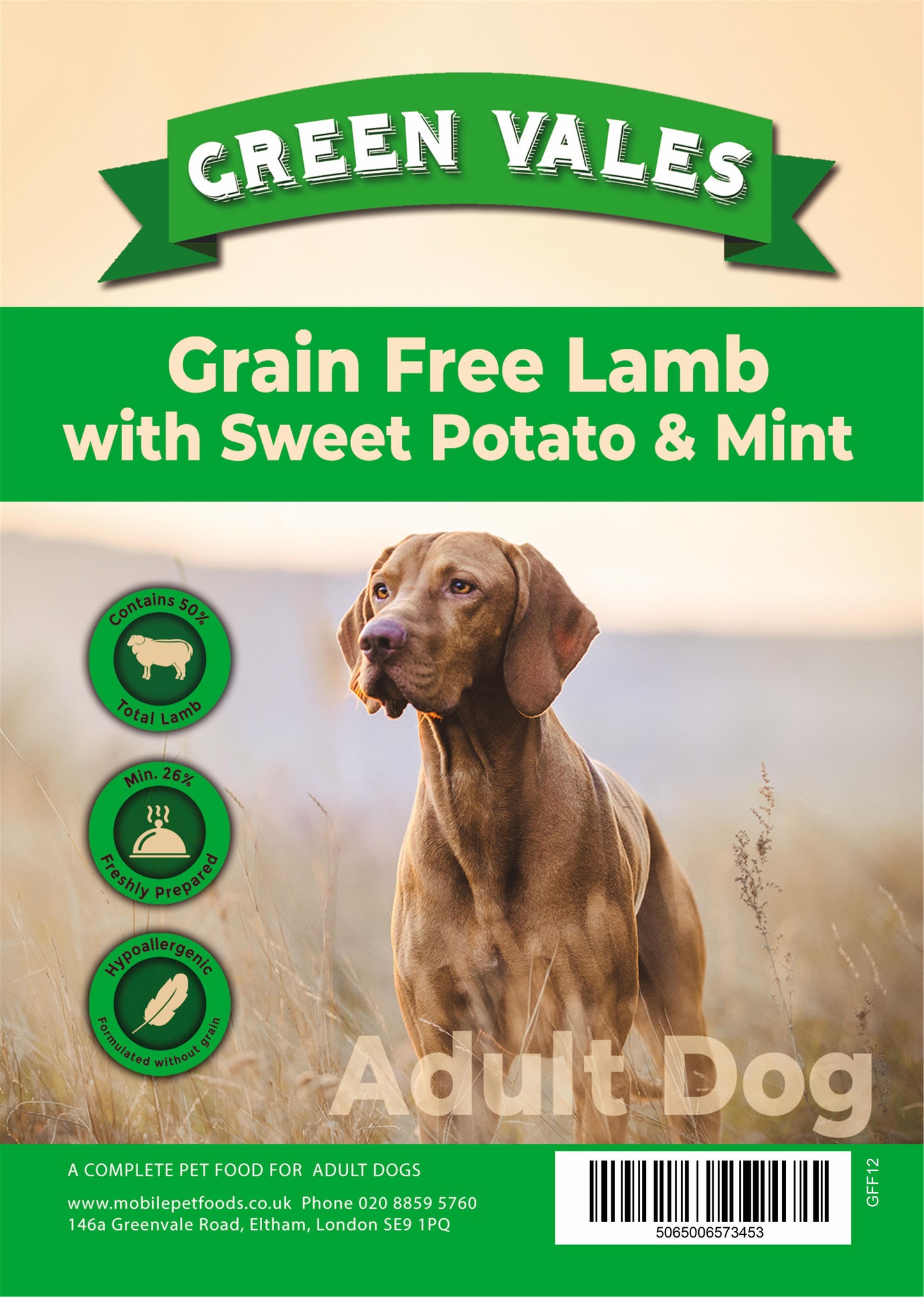 Green Vales Grain Free Lamb, Sweet Potato & Mint 12kg