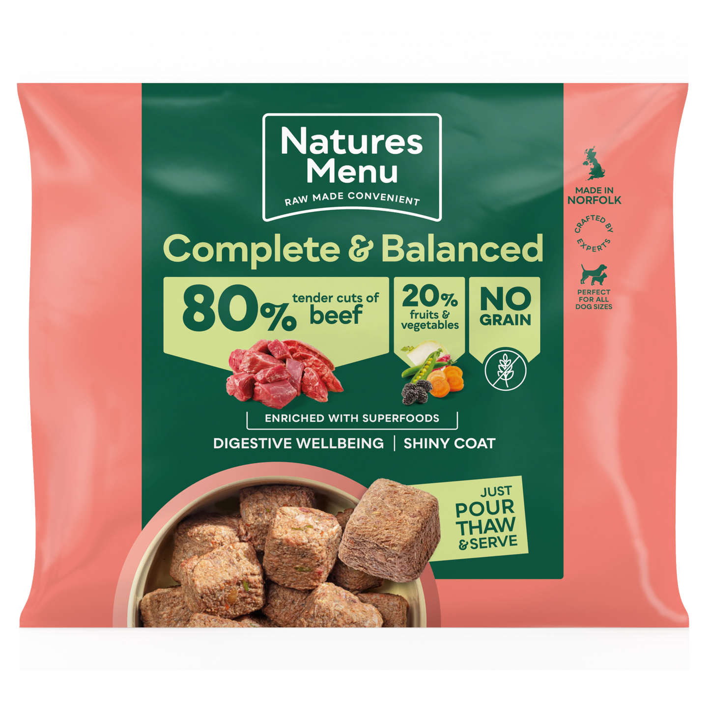 Natures Menu 80/20 Nuggets Grass Fed Beef 1kg