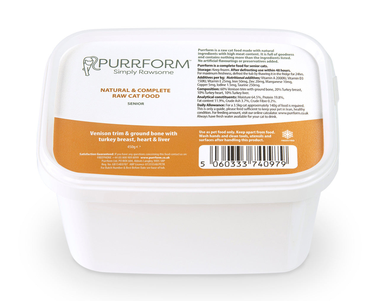 Purrform Senior Venison Trim with Turkey Breast 450g