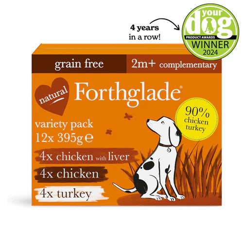 Forthglade Just Poultry Multipack - Chicken, Chicken & Liver and Turkey 390gx12