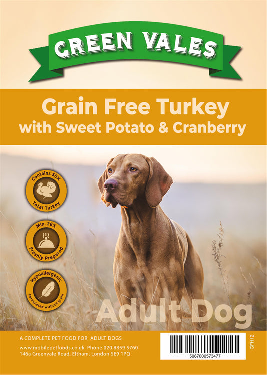 Green Vales Grain Free Turkey, Sweet Potato & Cranberry 12kg