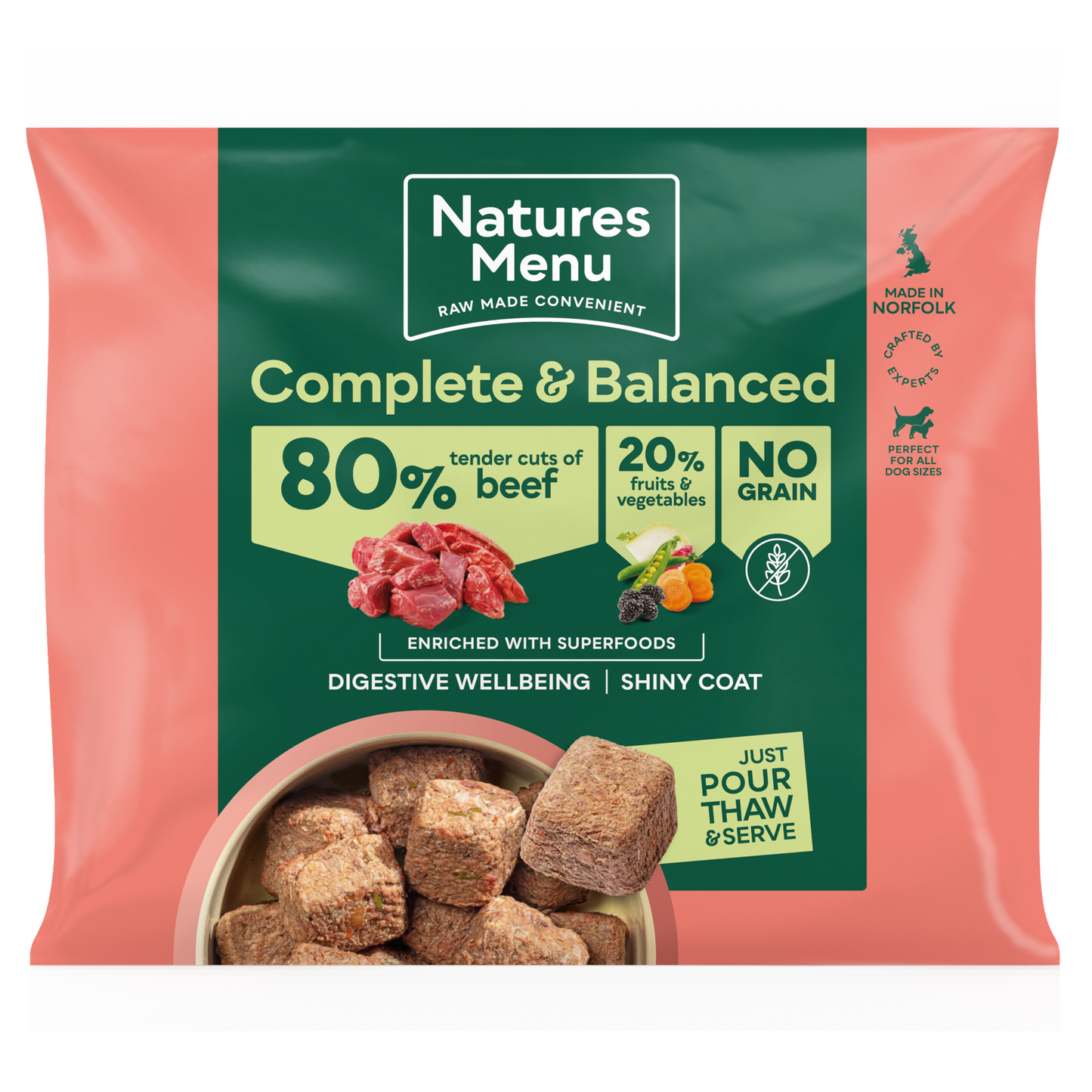 Natures Menu (Country Hunter) 80/20 Nuggets Grass Fed Beef 1kg